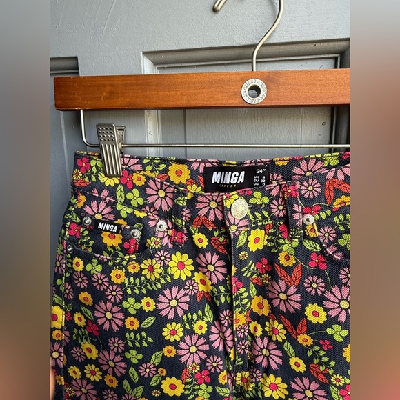 Minga London Vibrant Pink and Yellow floral print Skinny‎ Jeans size 0 - Picture 7 of 8